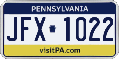 PA license plate JFX1022