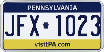 PA license plate JFX1023