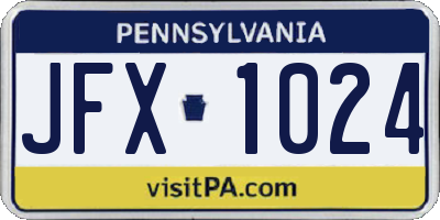PA license plate JFX1024
