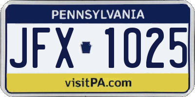 PA license plate JFX1025