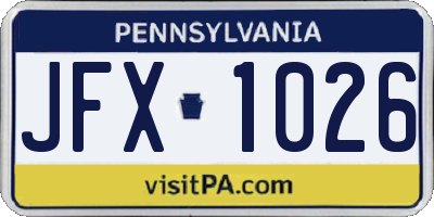 PA license plate JFX1026