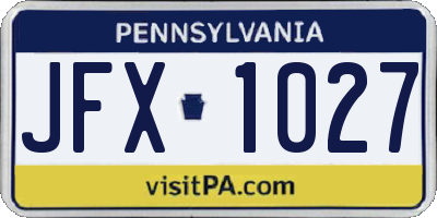 PA license plate JFX1027