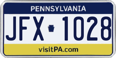 PA license plate JFX1028