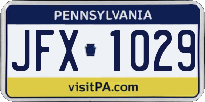 PA license plate JFX1029