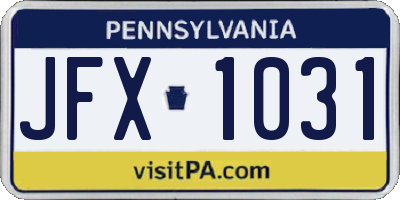 PA license plate JFX1031