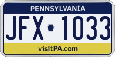 PA license plate JFX1033