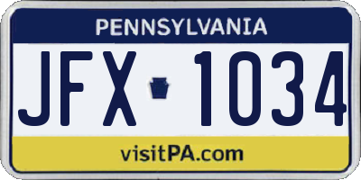 PA license plate JFX1034
