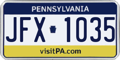 PA license plate JFX1035