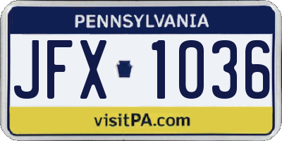 PA license plate JFX1036