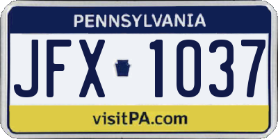 PA license plate JFX1037