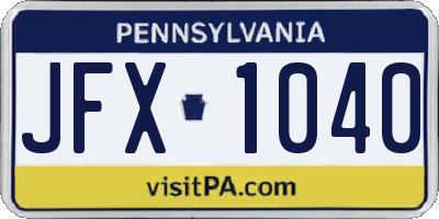 PA license plate JFX1040