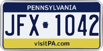 PA license plate JFX1042