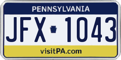 PA license plate JFX1043