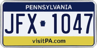 PA license plate JFX1047