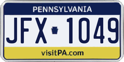 PA license plate JFX1049