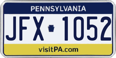 PA license plate JFX1052