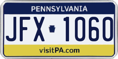 PA license plate JFX1060
