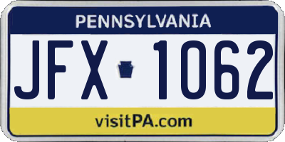 PA license plate JFX1062