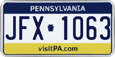 PA license plate JFX1063