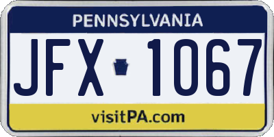 PA license plate JFX1067
