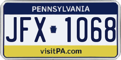 PA license plate JFX1068