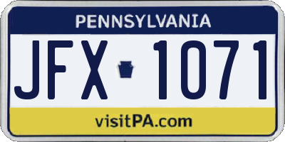 PA license plate JFX1071