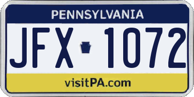 PA license plate JFX1072