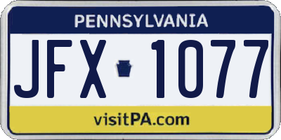 PA license plate JFX1077