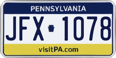 PA license plate JFX1078