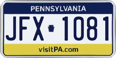 PA license plate JFX1081