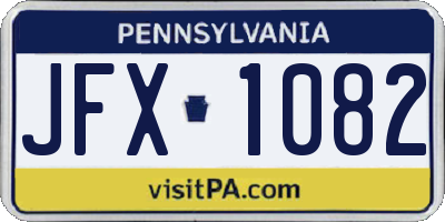 PA license plate JFX1082