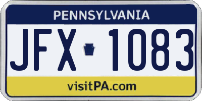 PA license plate JFX1083