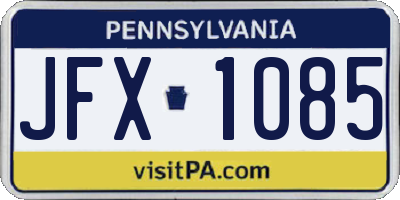 PA license plate JFX1085