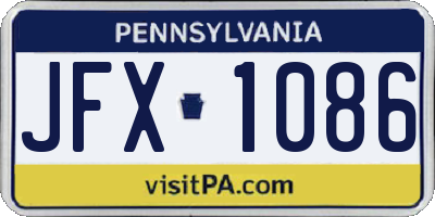 PA license plate JFX1086
