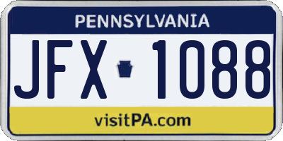 PA license plate JFX1088