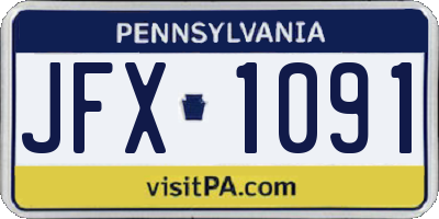 PA license plate JFX1091