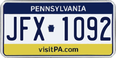 PA license plate JFX1092