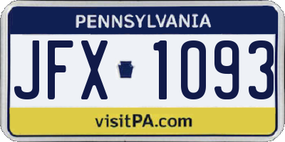 PA license plate JFX1093