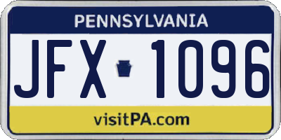 PA license plate JFX1096