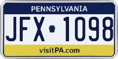 PA license plate JFX1098