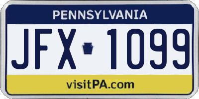 PA license plate JFX1099