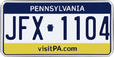 PA license plate JFX1104