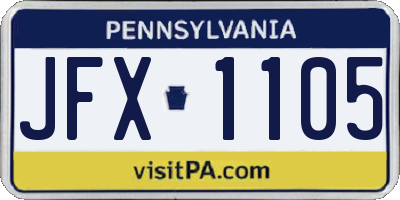 PA license plate JFX1105