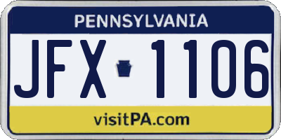 PA license plate JFX1106