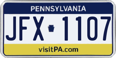 PA license plate JFX1107