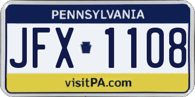 PA license plate JFX1108
