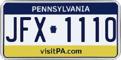 PA license plate JFX1110