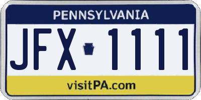 PA license plate JFX1111