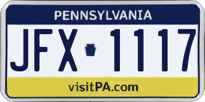 PA license plate JFX1117
