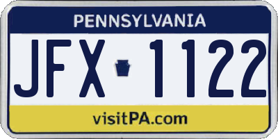 PA license plate JFX1122